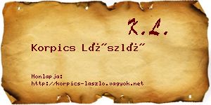 Korpics László névjegykártya